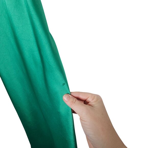 Japna XS Green Satin Slip Dress With Ruffled Details Side Slit Babydoll Side Zip - Picture 5 of 13